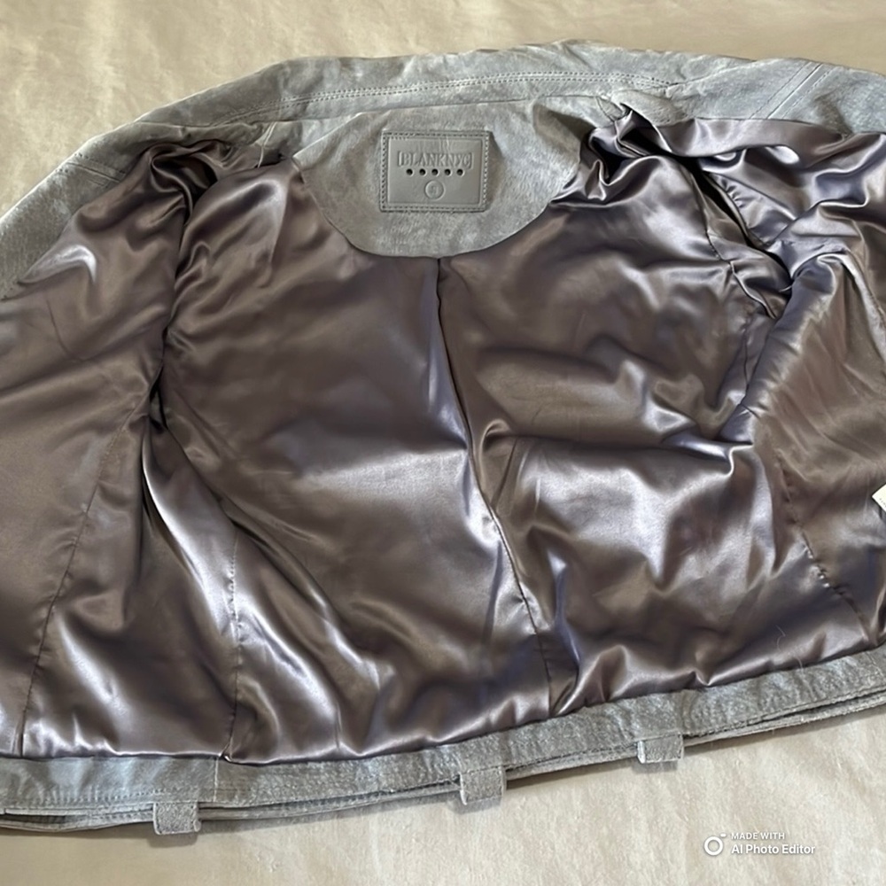 BLANK NYC Suede Moto Jacket Cloud Grey Size Small NWOT Genuine Leather Biker - Picture 9 of 12